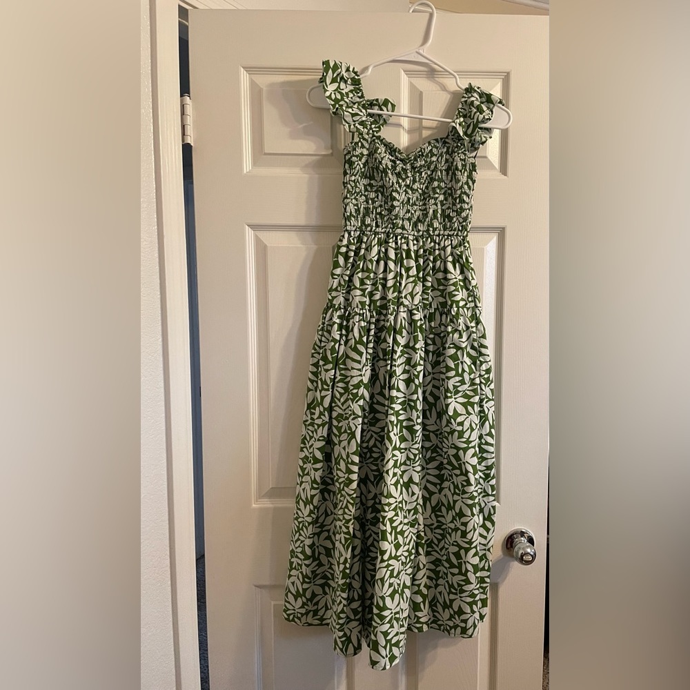 Ruffle Strap Smocked Midi Dress